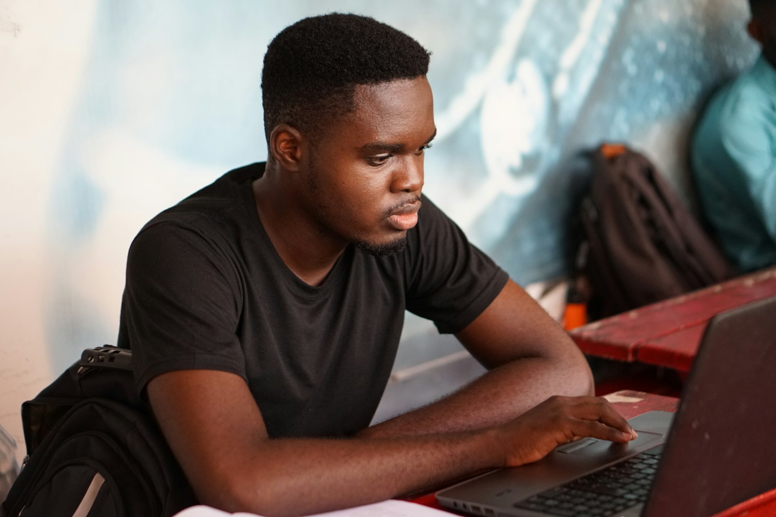 Student using platform on laptop